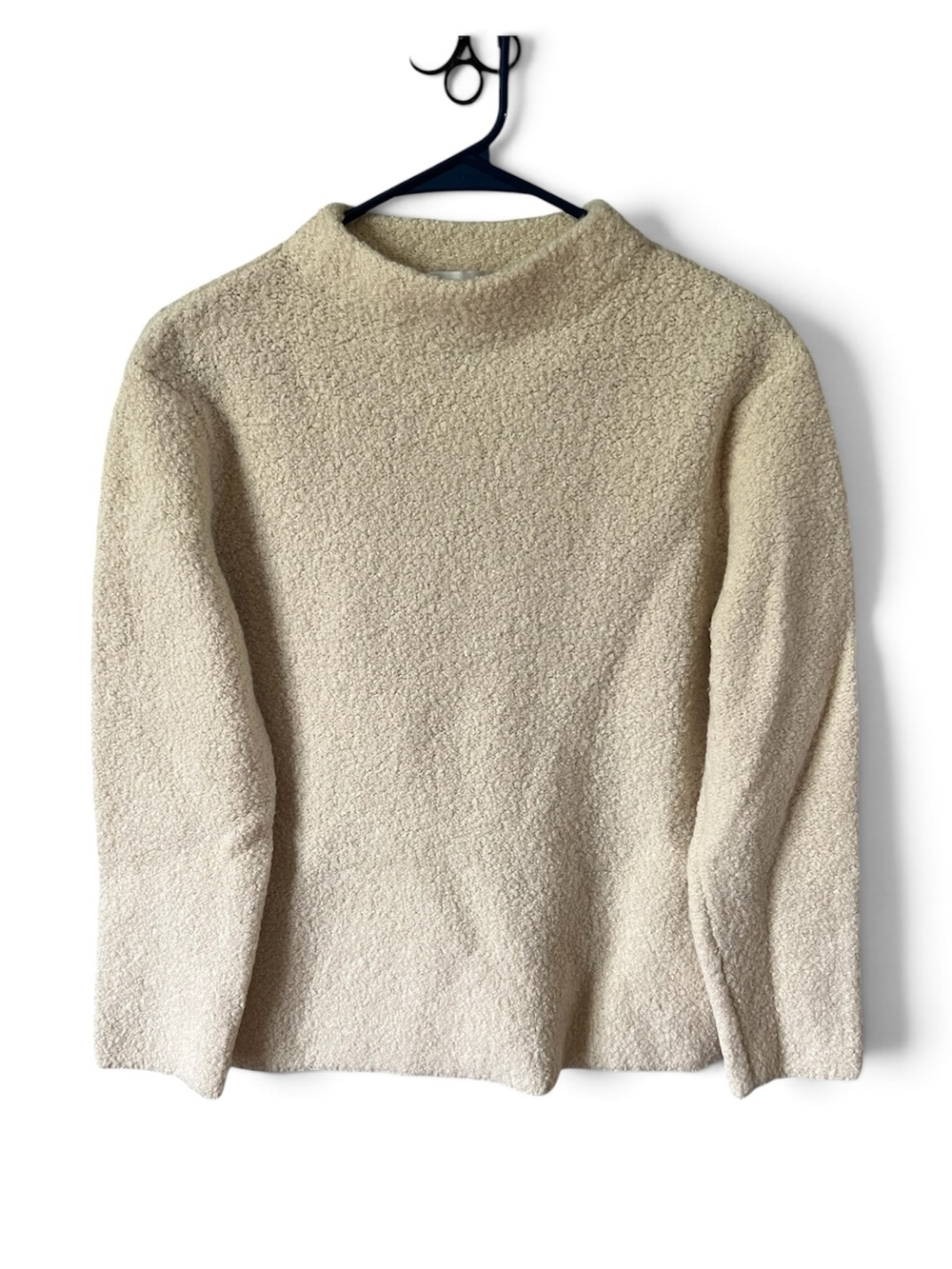 Jones New York Sport Cream Bouclé Mock Turtleneck Sweater Wool Blend M/L